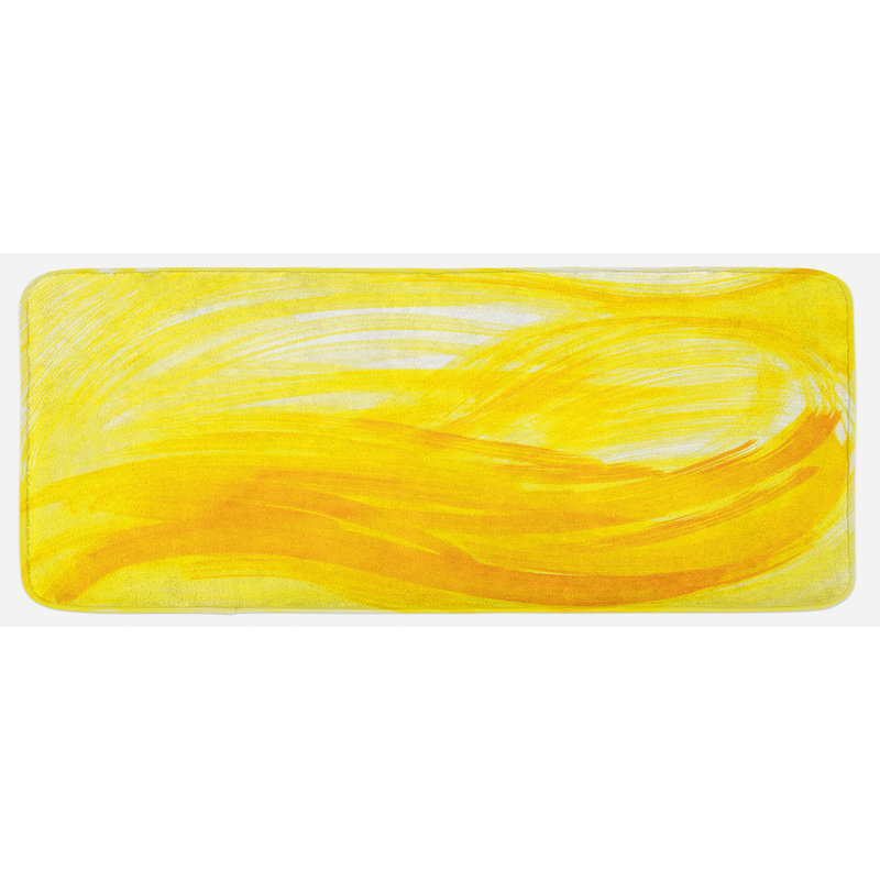 Tapis de cuisine jaune à motif de vagues abstraites