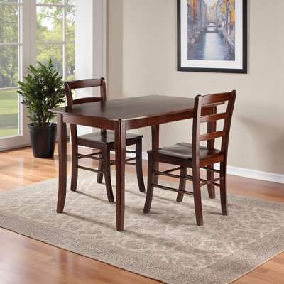 Irith Walnut Dining Set with Ladder-back Chairs
