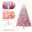 Arbre de Noël artificiel rose pré-éclairé avec 250 lumières RVB et blanc chaud, branches enneigées, base pliable-1945555710