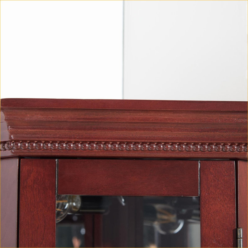 Armoires | Vitrine lumineuse pour vitrine, bois d'ingénierie, brun noyer, tablettes réglables en verre trempé, dossier en miroir | Traditionnel | Panneau de fibres à densité moyenne