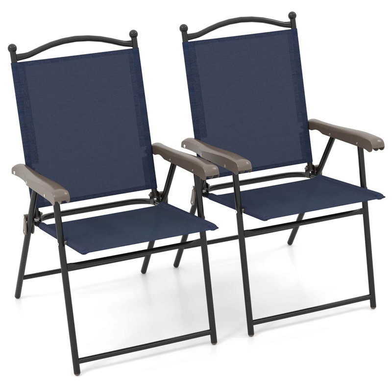 Ensemble de 2 chaises de patio pliantes avec accoudoirs pour l'extérieur