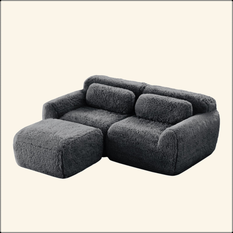 Canapé en forme de L sans os, tissu moelleux moelleux et moelleux, avec éponge haute densité 32D, sans assemblage requis, conception ergonomique inférieure antidérapante, avec coussins décoratifs, convient aux chambres à coucher