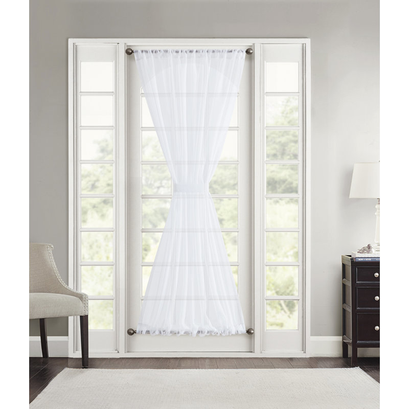 Giovanni Sheer French Door Curtain Pair, 54" W x 72" L, White