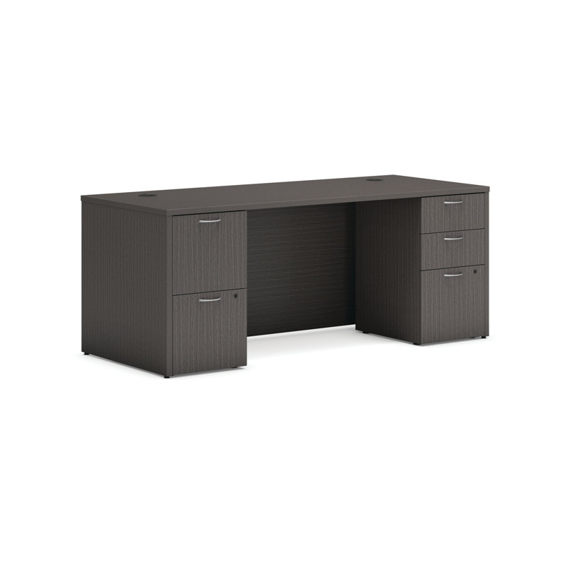 Bureau à double caisson MOD, Teck ardoise, H 29 po x l 72 po x P 30 po
