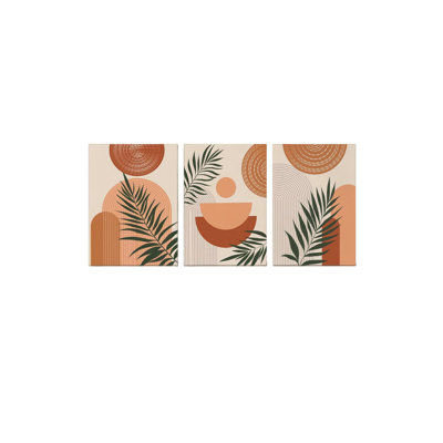 3 pièces, art mural abstrait géométrique sur toile 16 "x 24"