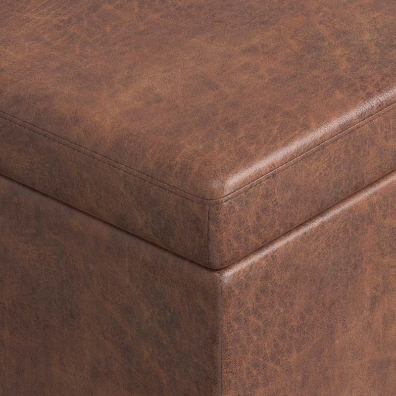 Banc de rangement avec repose-pieds en polyuréthane, Brun