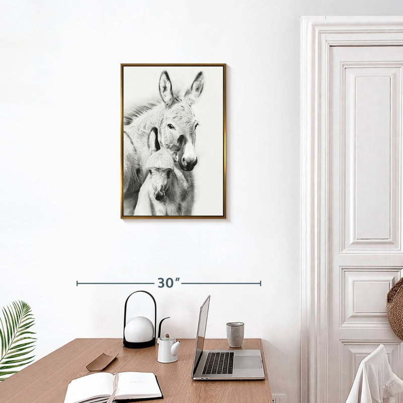 Portrait d'âne II, Cadre flottant doré, 17 po x 25 po