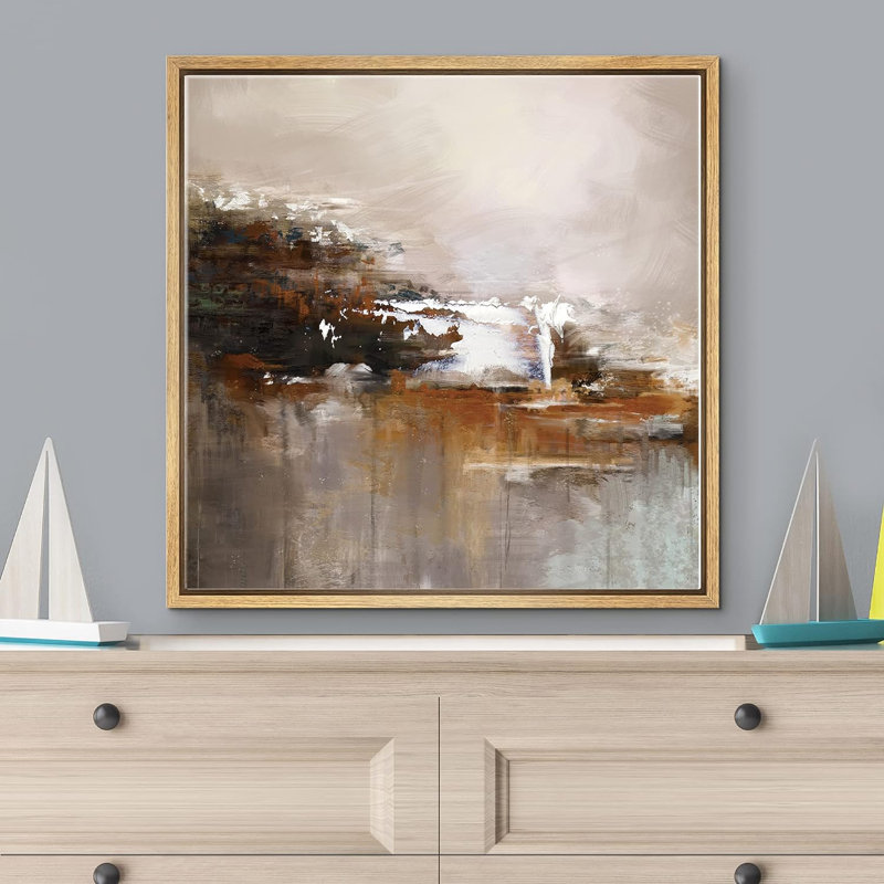 «Grunge Effect Brown & Grey Field Field Abstract Shapes Illustration Modern Art Alternative» sur, Naturel, H 16 po x l 16 po