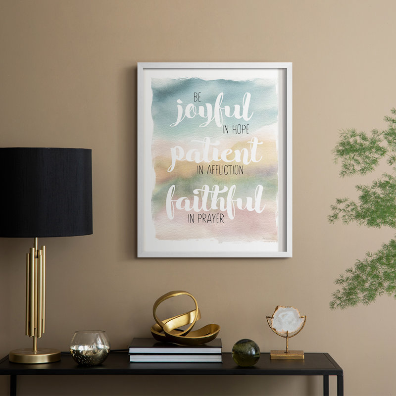 «Be Joyful», reproduction encadrée - bois massif, H 15 po x l 12 po, Blanc