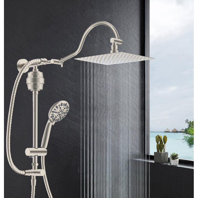 10-Inch Filtered Shower Head Combo, High Pressure Handheld Shower System With Adjustable Bracket, 18-Inch Extension Arm, Shower Filter & 7 Spray Modes