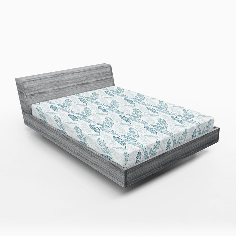 Drap-housse Ambesonne, paquet de 2, Drap-housse grand, Bleu sarcelle / bleu foncé / blanc floral