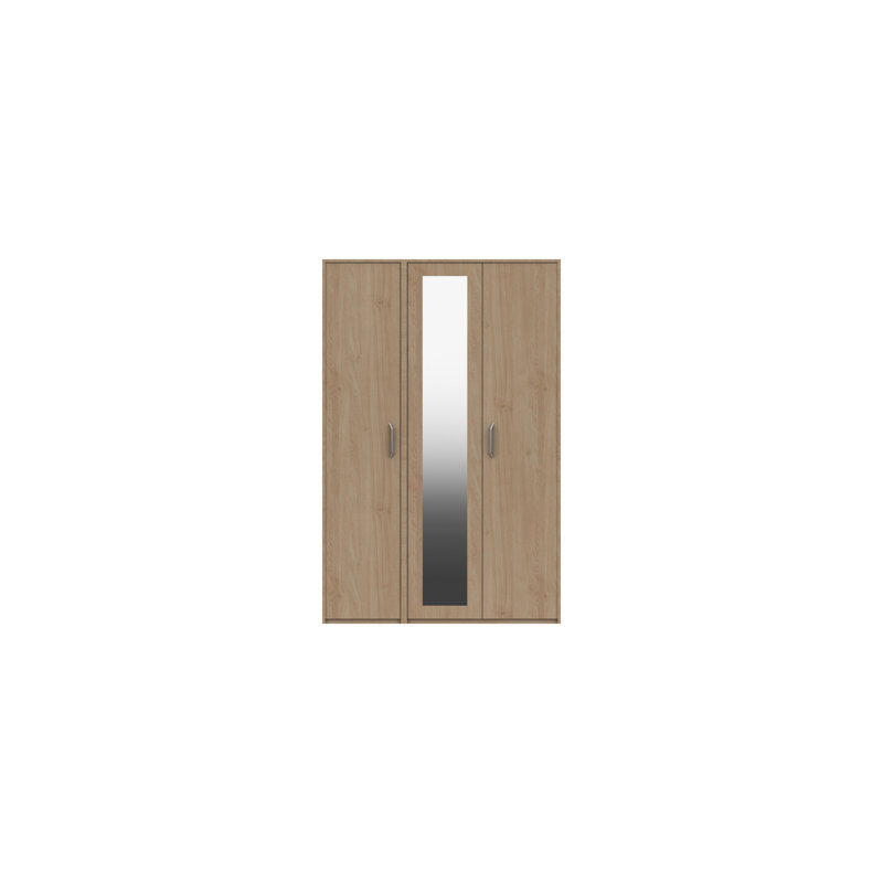 Zakariyah 3 Door Manufactured Wood Wardrobe, Oak