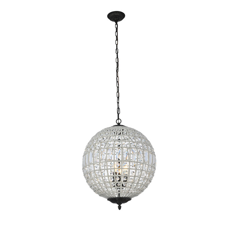 Rola Crystal 5-Light Chandelier, Bronze foncé, Trois lumières