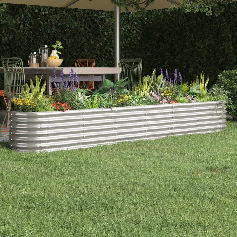 Garden Raised Bed Powder-coated Steel, 36cm H x 260cm W x 40cm D, Silver