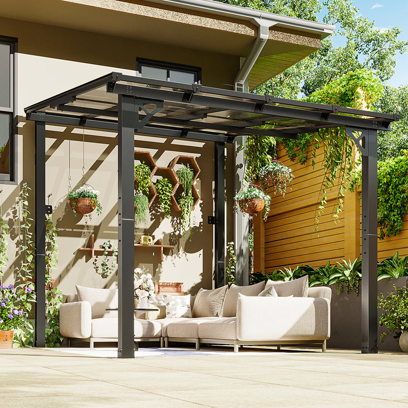 8 Ft. W X 10 Ft. D Aluminum Pergola With Canopy, 8 Ft. W x 10 Ft. D