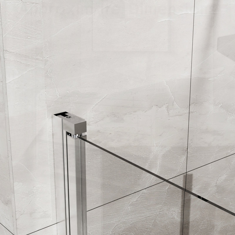 Porte de douche pliante réglable en verre sans cadre, verre trempé transparent avec finition chromée pour salles de bains modernes