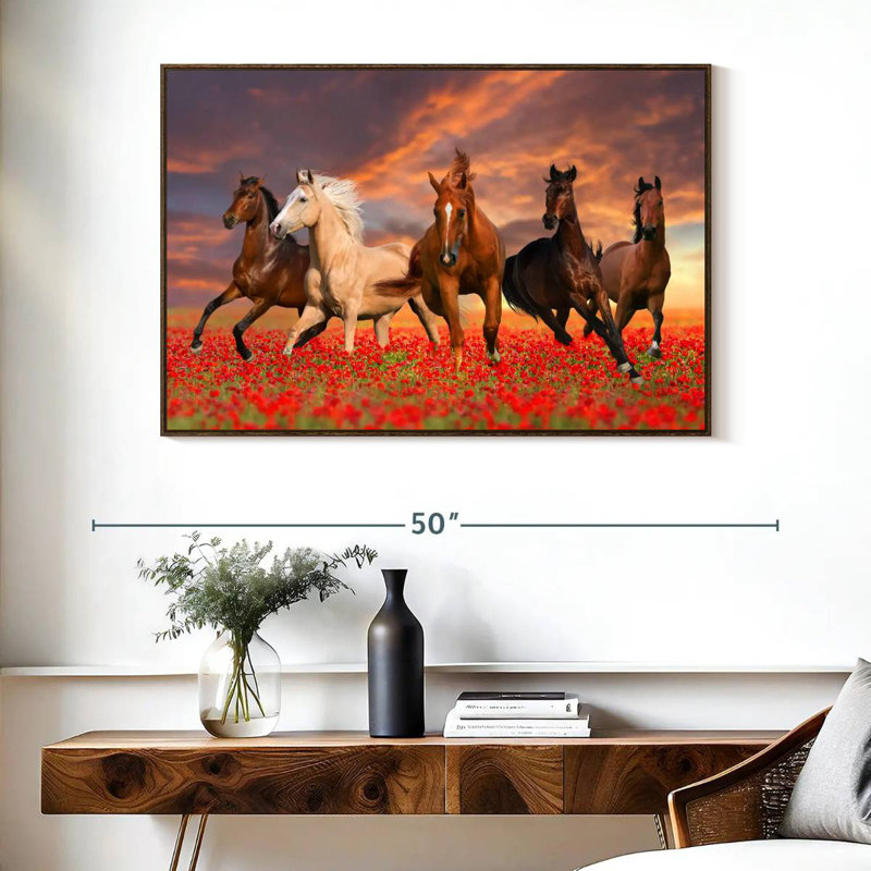 Mustang Horses, Cadre flottant noyer, 40 po x 27 po