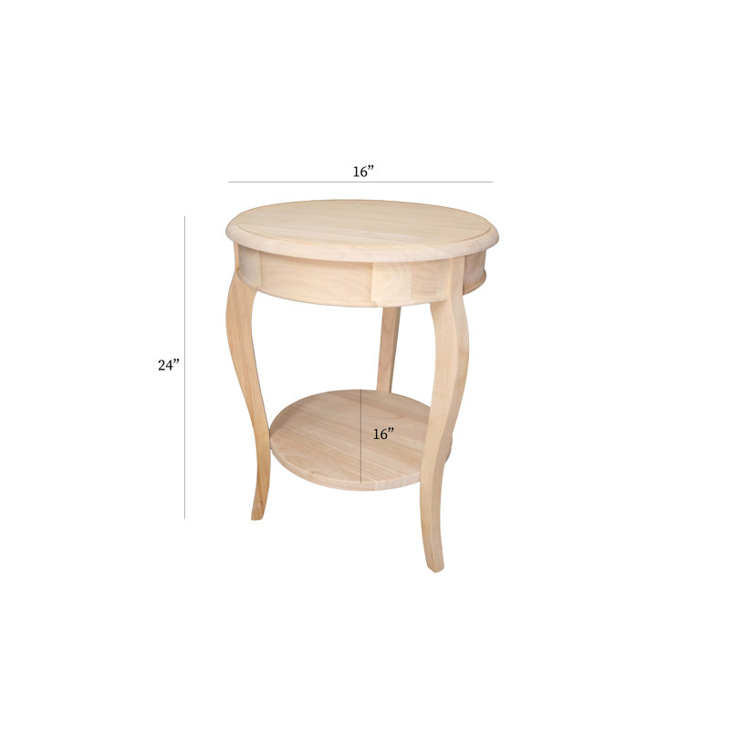 Table de bout à 3 pieds en bois massif avec rangement Clavier, Beige