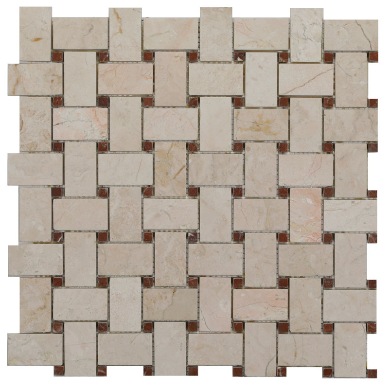 Affton Marble Mosaic Wall & Floor Tile, Polished Indo Cream