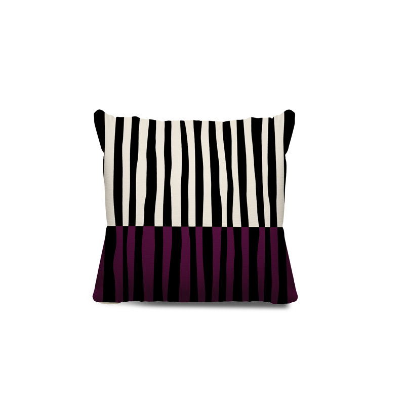 Coussin décoratif réversible intérieur / extérieur en polyester filé Humphrey, H 19 po x l 19 po, Pourpre / Blanc cassé
