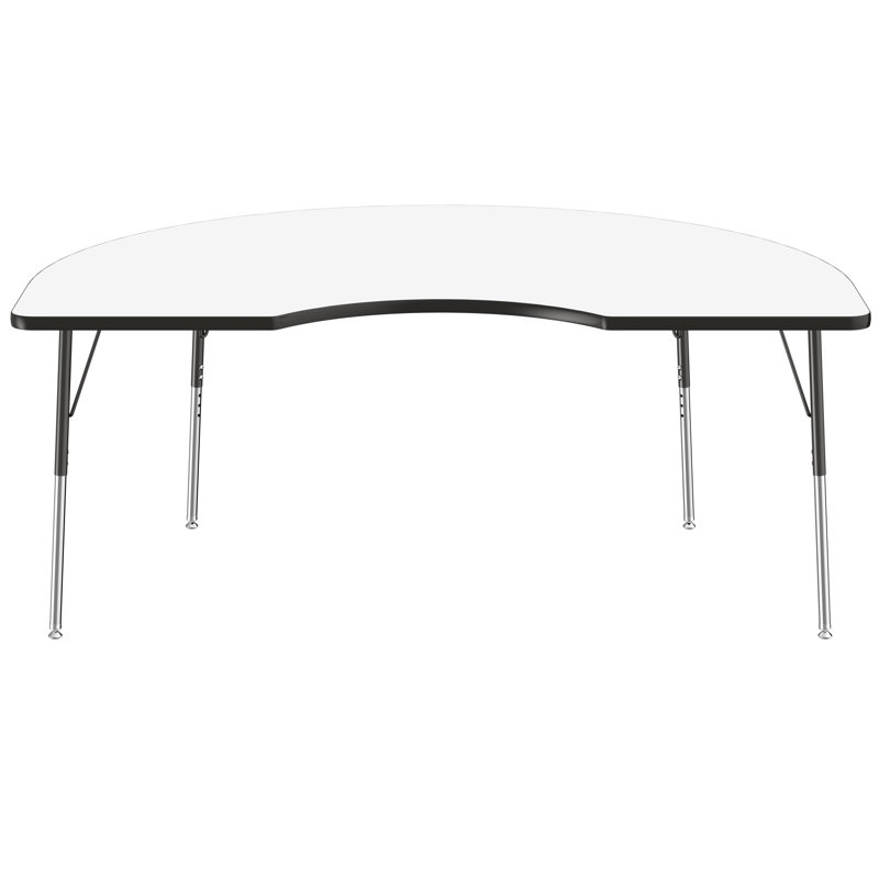 Table d'activité demi-lune effaçable à sec avec pieds réglables - blanc / noir, Tableau blanc / noir, Haricot