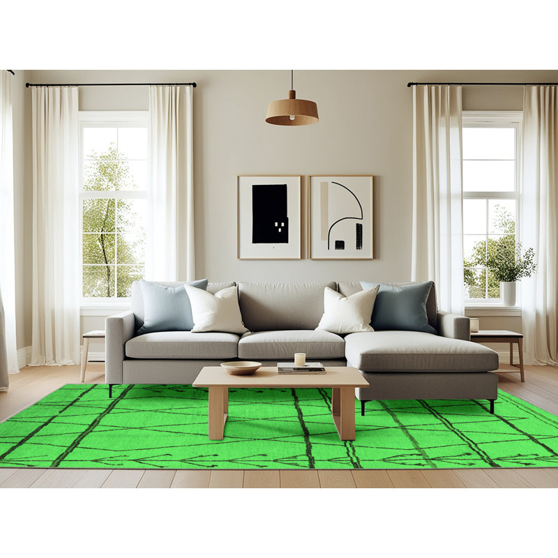 Iarlaith Washable Geometric Indoor Rug, Rectangle 6' x 9'
