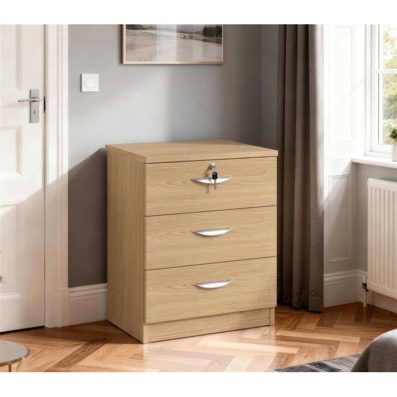 Brendella 3 -Drawer Storage Cabinet, Classic Oak