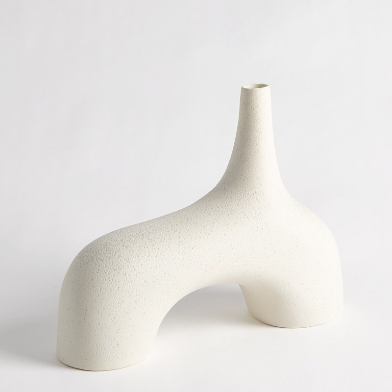 Stretch Cream 10" Earthenware Table Vase