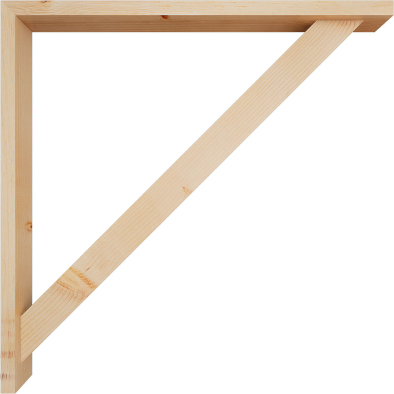 Traditional Block Bracket w/ Offset Brace, 40 x 40, 3 1/2"W Douglas Fir (Smooth)