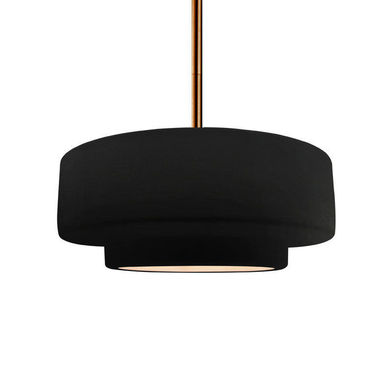 Luminaire suspendu à 1 lumière Meydan, Noir mat carbone, H 5,25 po x l 14,5 po x P 14,5 po, Laiton brossé
