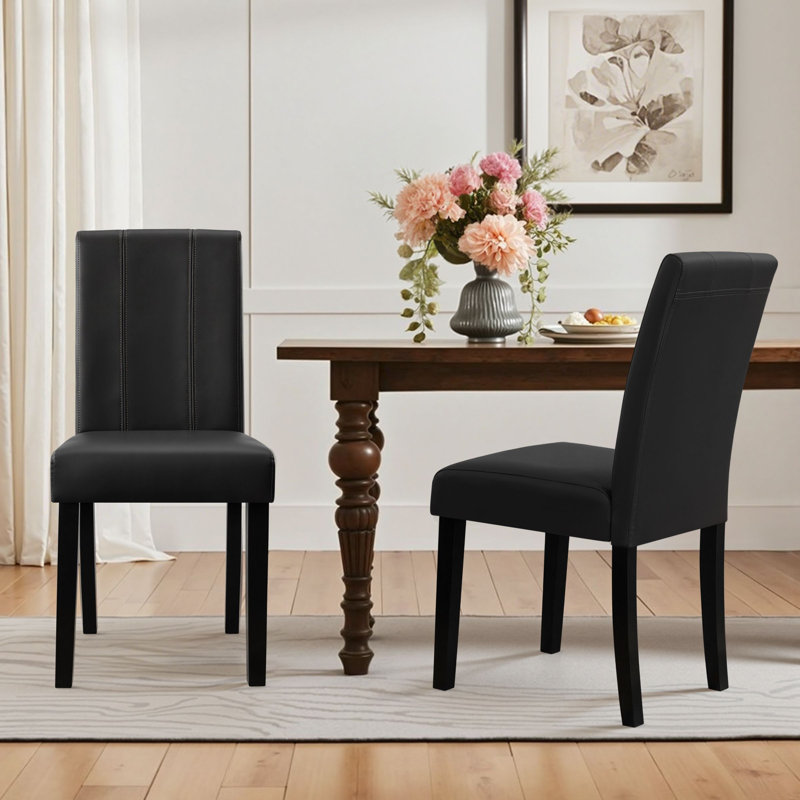 Mitman PU Leather Waterproof Dining Chair, Black, 2
