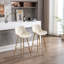 26 po de 2 meubles de bar, tabouret de comptoir en velours crème avec pieds dorés, tabourets, pouces, pieds et repose-pieds, couleur beige