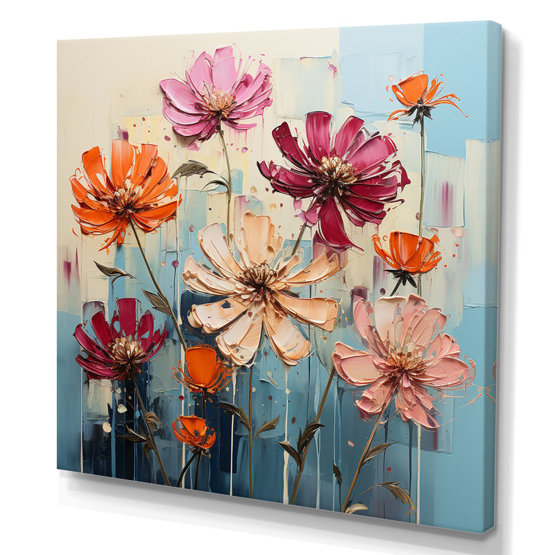 «Zinnias Bold» sur toile, H 16 po x l 16 po x P 1 po, Toile tendue