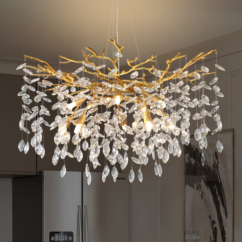 Lustre en cristal Paree Luxury, H 17,7 po x l 30 po x P 30 po, Doré