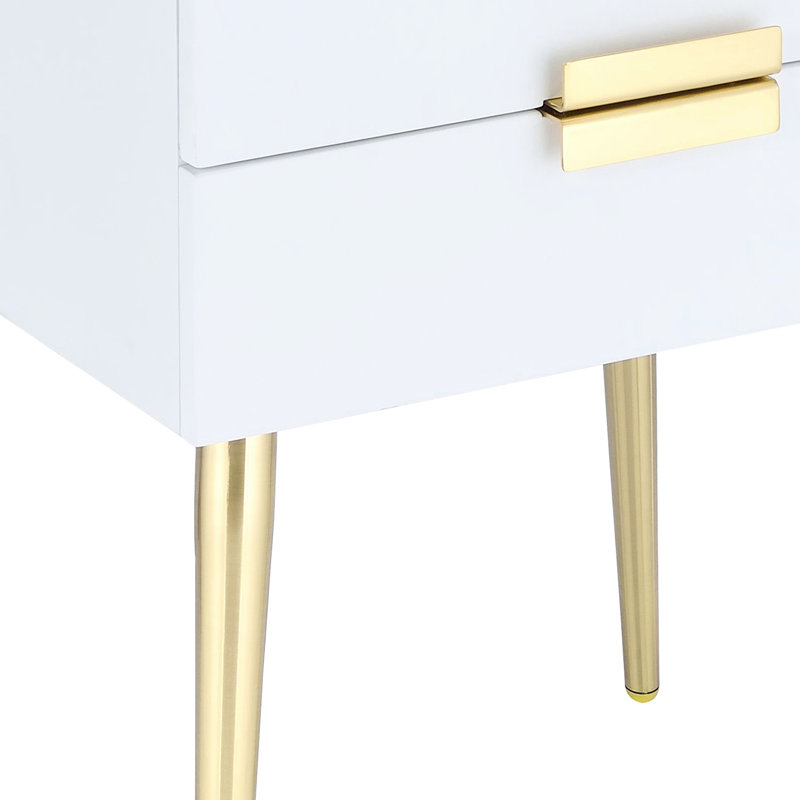 Table d'appoint blanche et dorée 2 - compacte pour les petits espaces, table de bout, table de chevet blanche et dorée pour rehausser le décor moderne Mid-Century