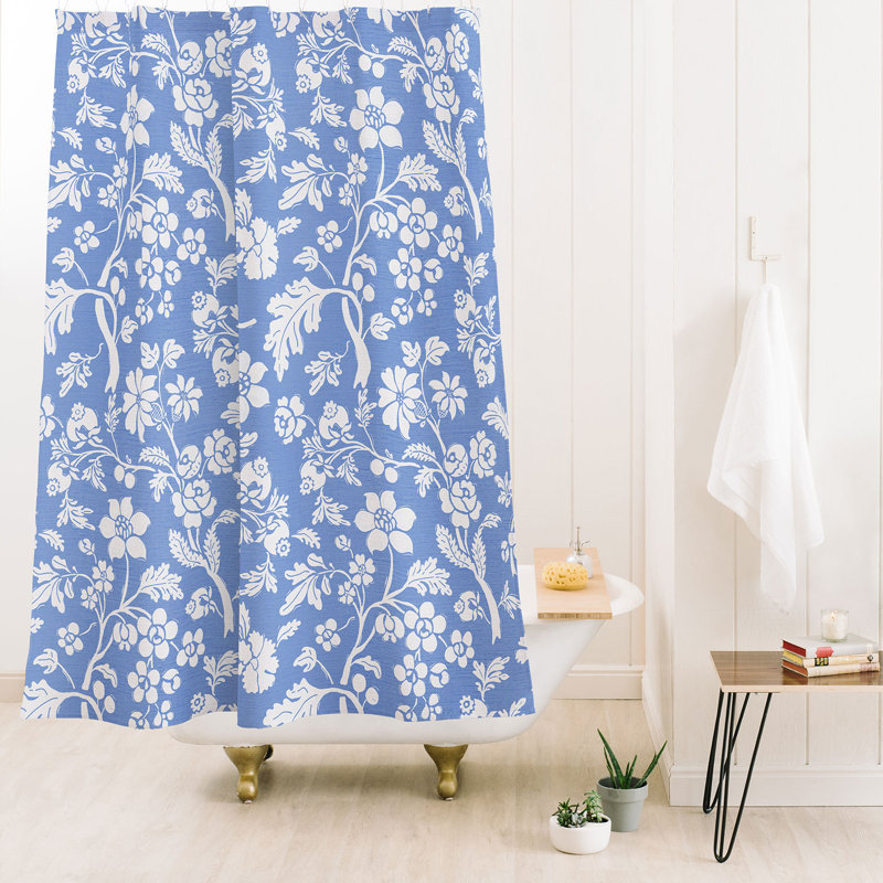 Rideau de douche Ninola Design, Motif floral bleu