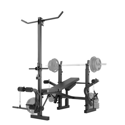Ensemble de banc de musculation ajustable 7-en-1 pour la gymnastique à domicile - Banc pliable avec support à squat, extension des jambes, Preacher Wave - Capacité de 900 lb Équipement de musculation multifonction - Noir