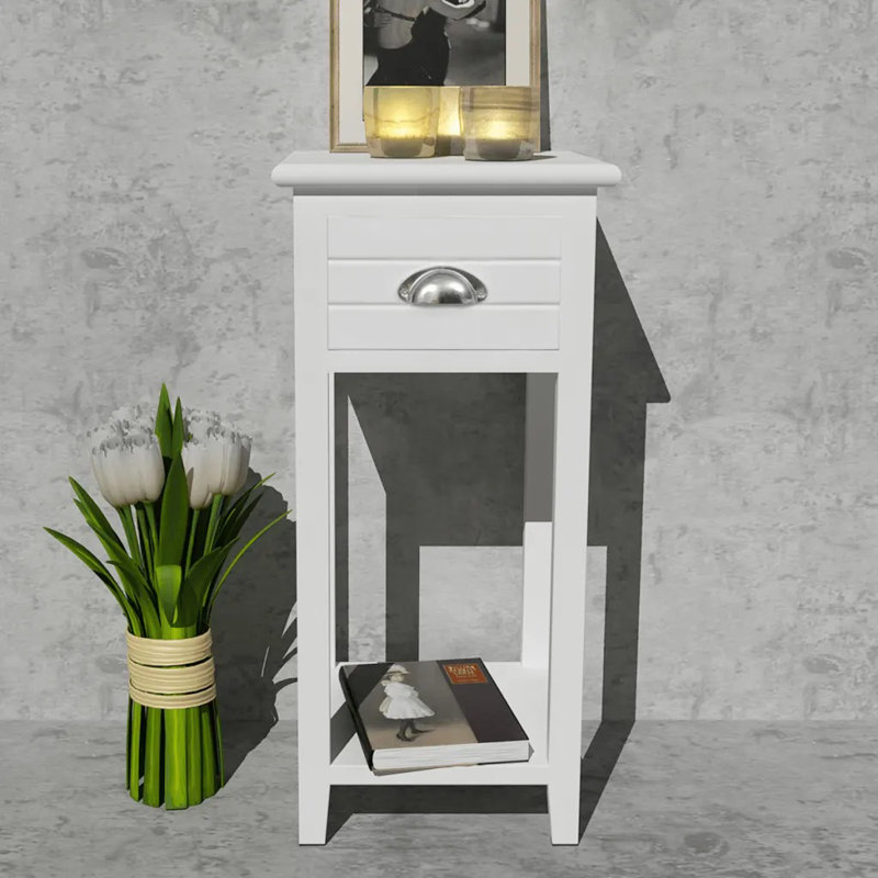 Ridenhour 30cm W Bedside Table, White