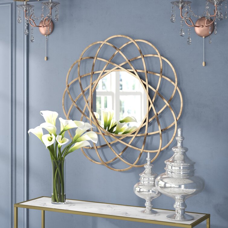 Beaumont Lane Beaded Metal Oval Wall Mirror in Light Distressed Bronze - 3