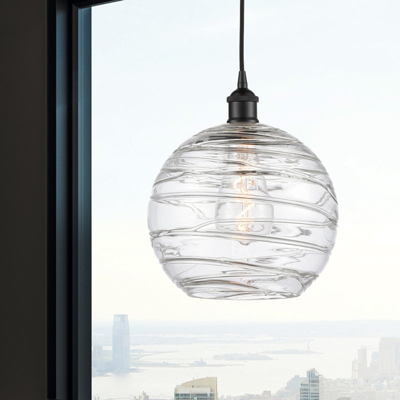 1 - Light Single Drop Pendant Pendant, 12.75" H x 10" W x 10" D, Matte Black, Clear