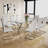 Daarina Modern Dining Table Set, Large Rectangular Glass Table with Silver X-Base and Faux Leather Cantilever Chairs-57360911-6663501