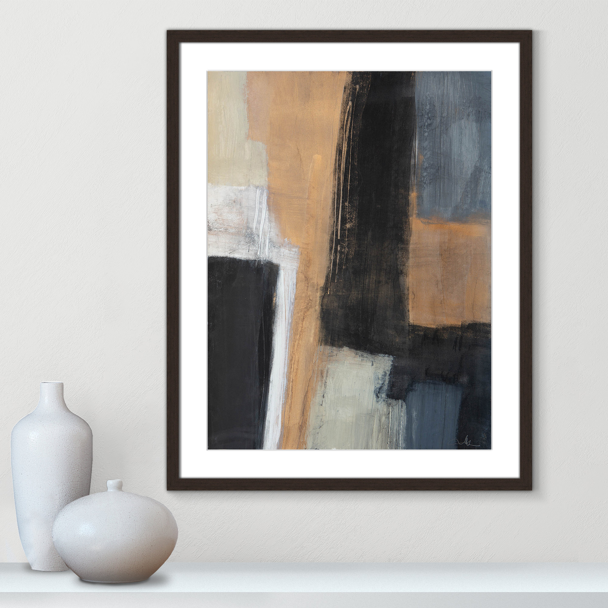 Metallic Slate I by Casa Fine Arts, Walnut Matted Picture Framed, 29.5" H x 23.5" W x 1.25" D