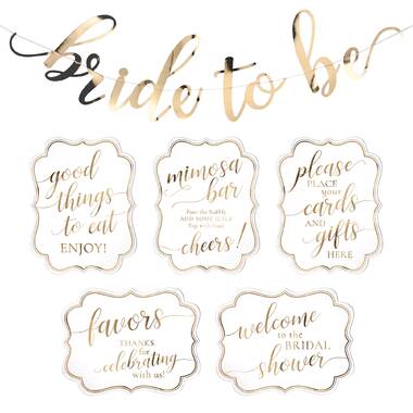 Mimosa Bar Supplies - Rose Gold Sign Banner Tags Kit- Bridal Shower