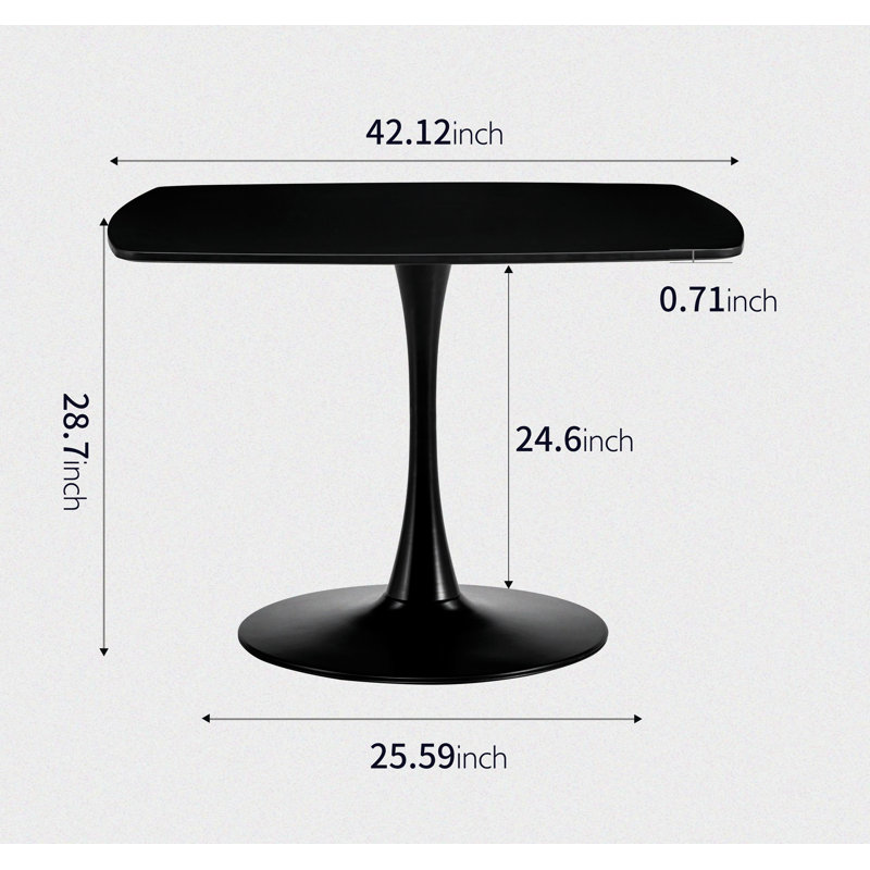 Table de salle à manger Princeton, L 42,12 po x L 42,12 po, Noir