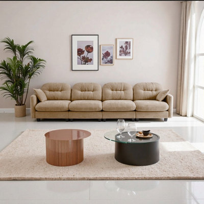 Four-Seater Modular Sectional Sofa with Tufted Backrest, Premium Chenille Fabric Couch