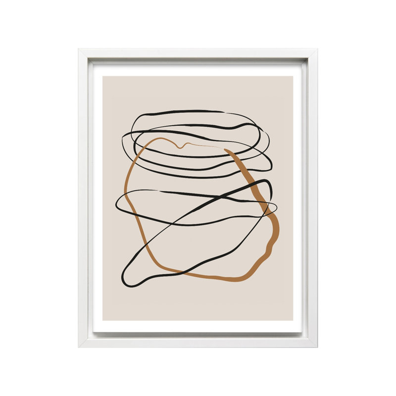 Coup de pinceau à lignes géométriques, Canvas, White Framed, 16"H x 20"W