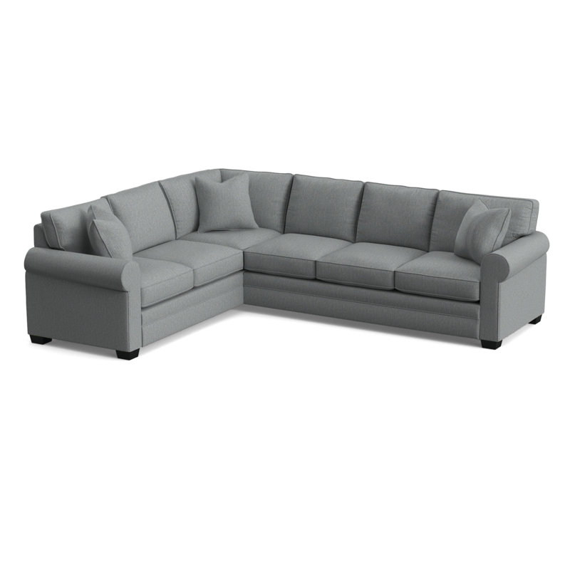 Bedford Upholstered L-Sectional, Light Blue Performance Fabric; 0851-55, Left Hand Facing, Black Finish