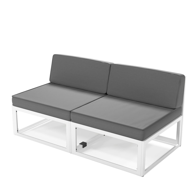 Ensemble de 2 chaises d'appoint de patio en aluminium pour l'extérieur (ensemble de 2), Gris, Crème