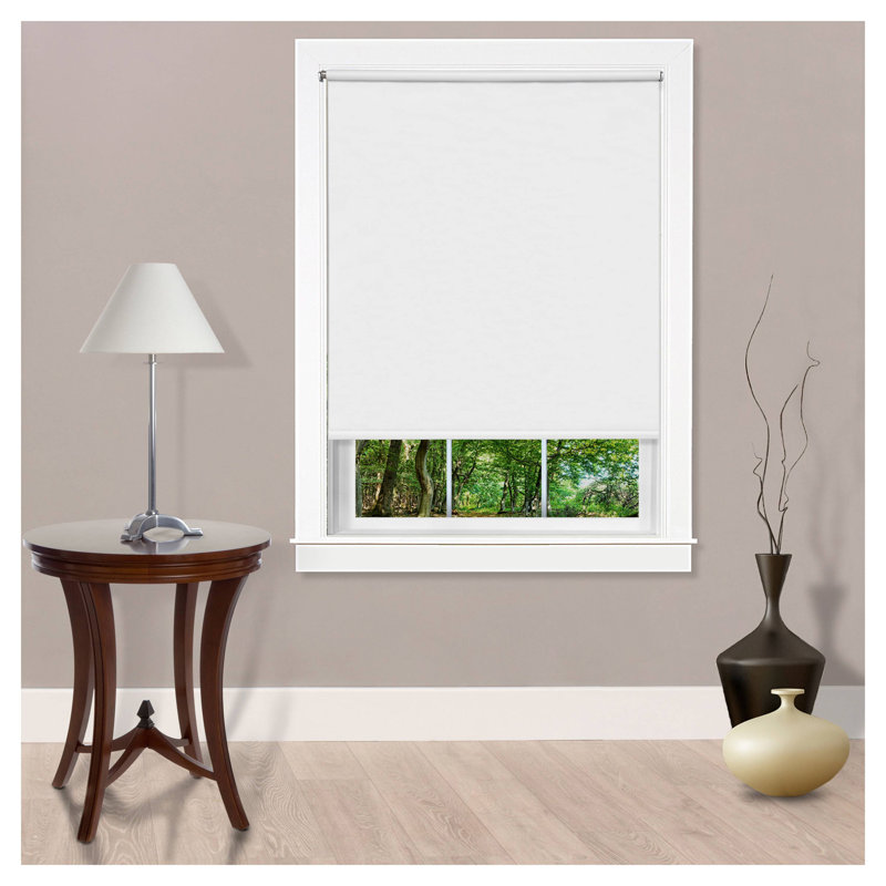 Room Darkening Vinyl Roll-Up Shade, White, 73" W x 72" L