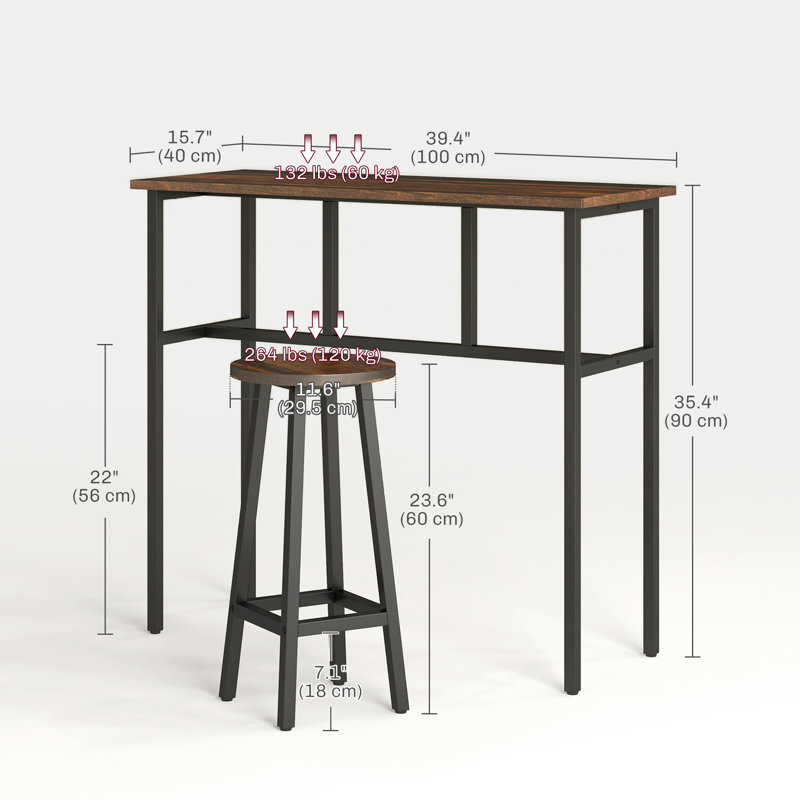 6-Piece Bar Table Set with 2 Breakfast Tables 4 Stools for Kitchen